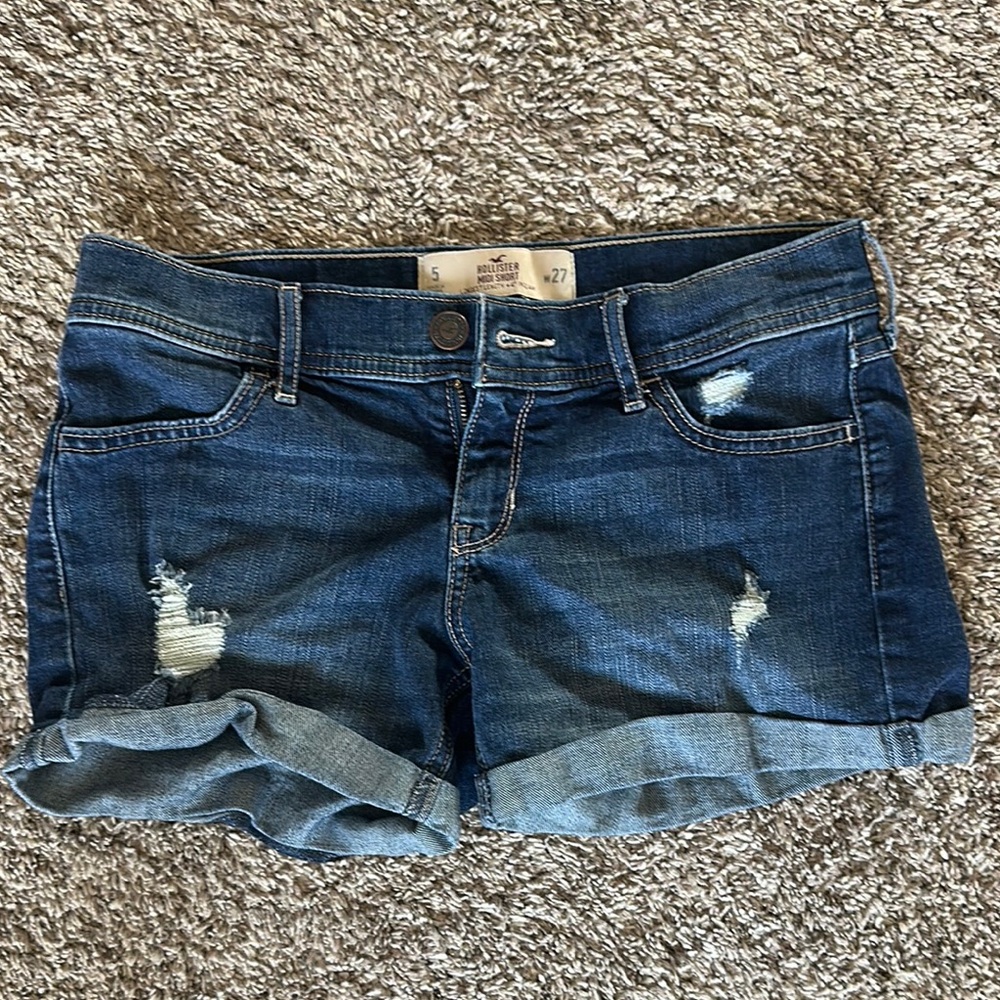 Hollister Blue Jean Shorts Distressed Casual